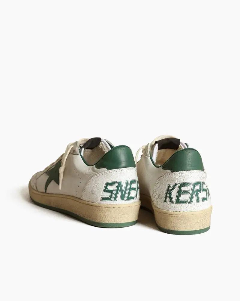 White Nappa Leather Sneaker with Star and Heel Tab Tektoty