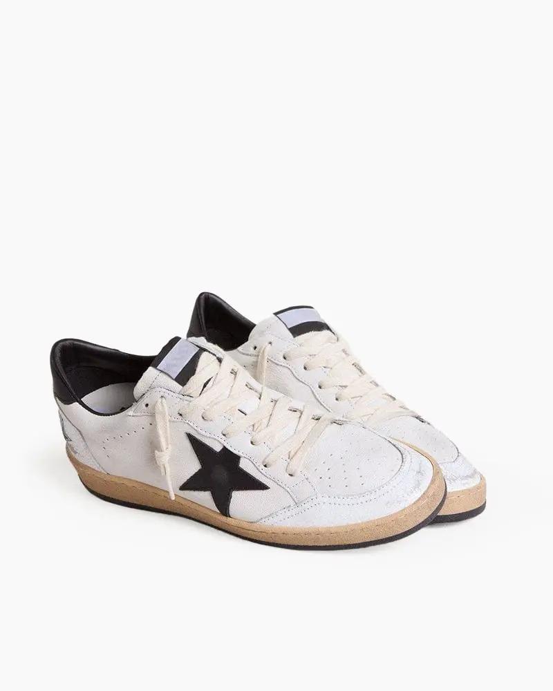 Men's White Nappa Leather Sneaker with Star and Heel Tab Tektoty