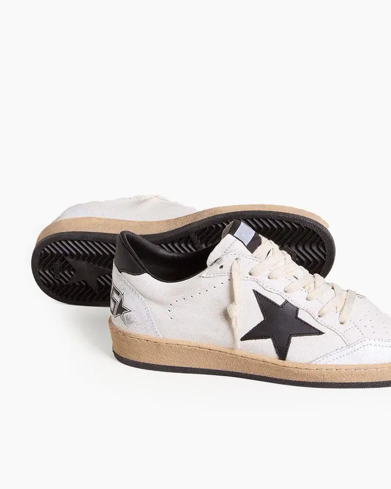 Men's White Nappa Leather Sneaker with Star and Heel Tab Tektoty