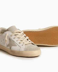 Men's White Nappa Leather Gray Star Sneakers Tektoty