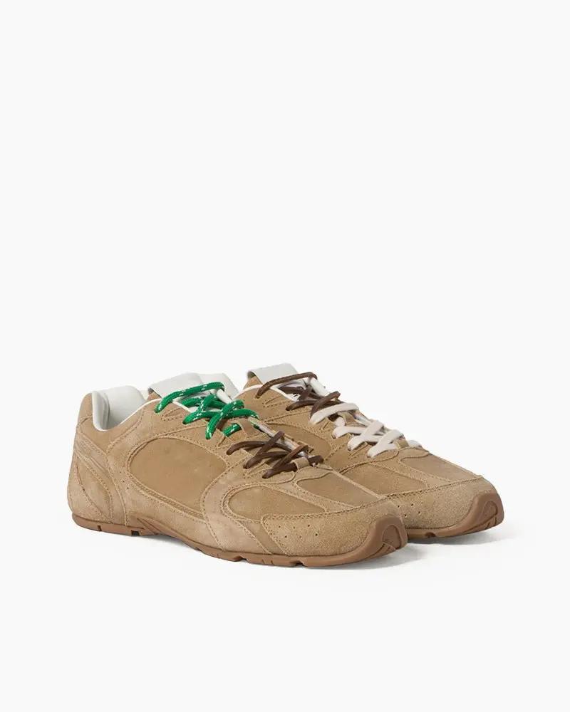 Suede Distressed Finish Mismatched Laces Sneakers Tektoty