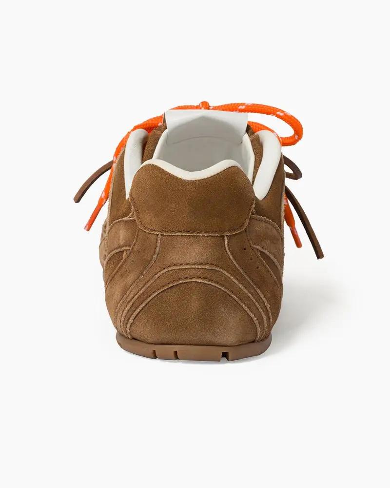 Suede Distressed Finish Mismatched Laces Sneakers Tektoty