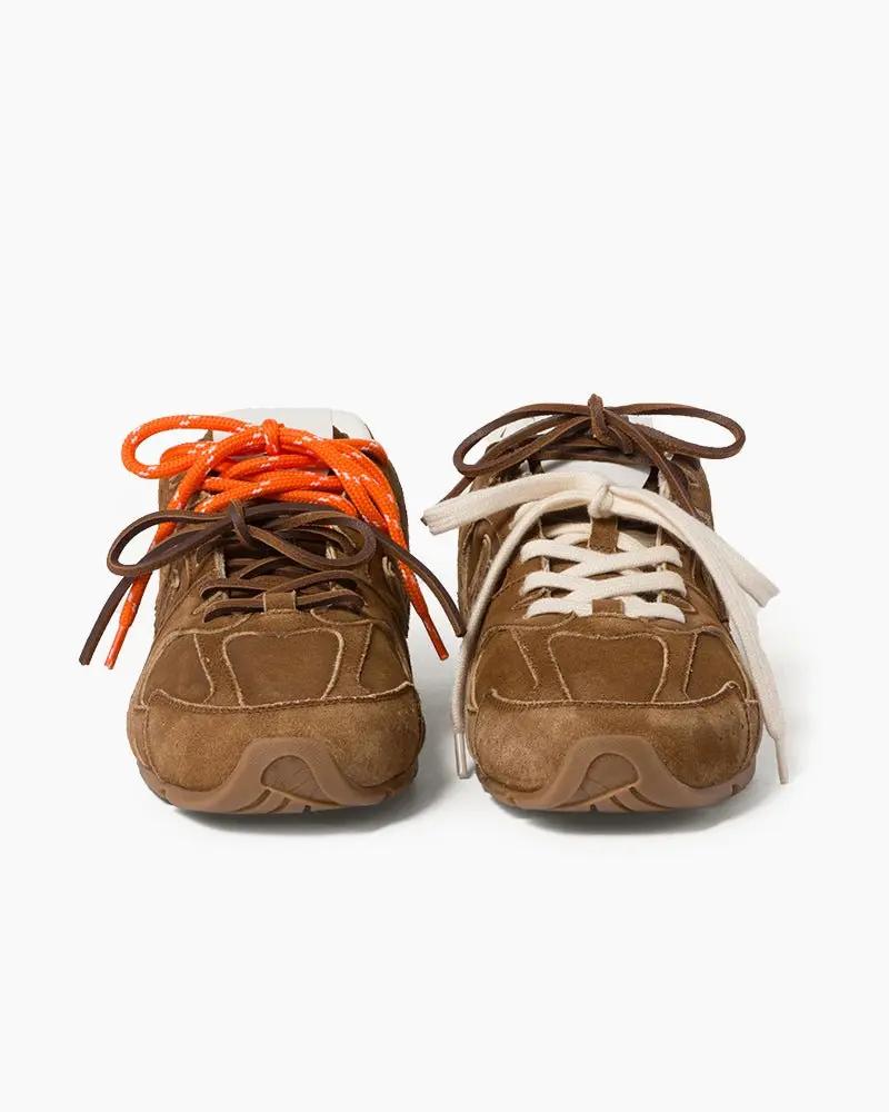 Suede Distressed Finish Mismatched Laces Sneakers Tektoty