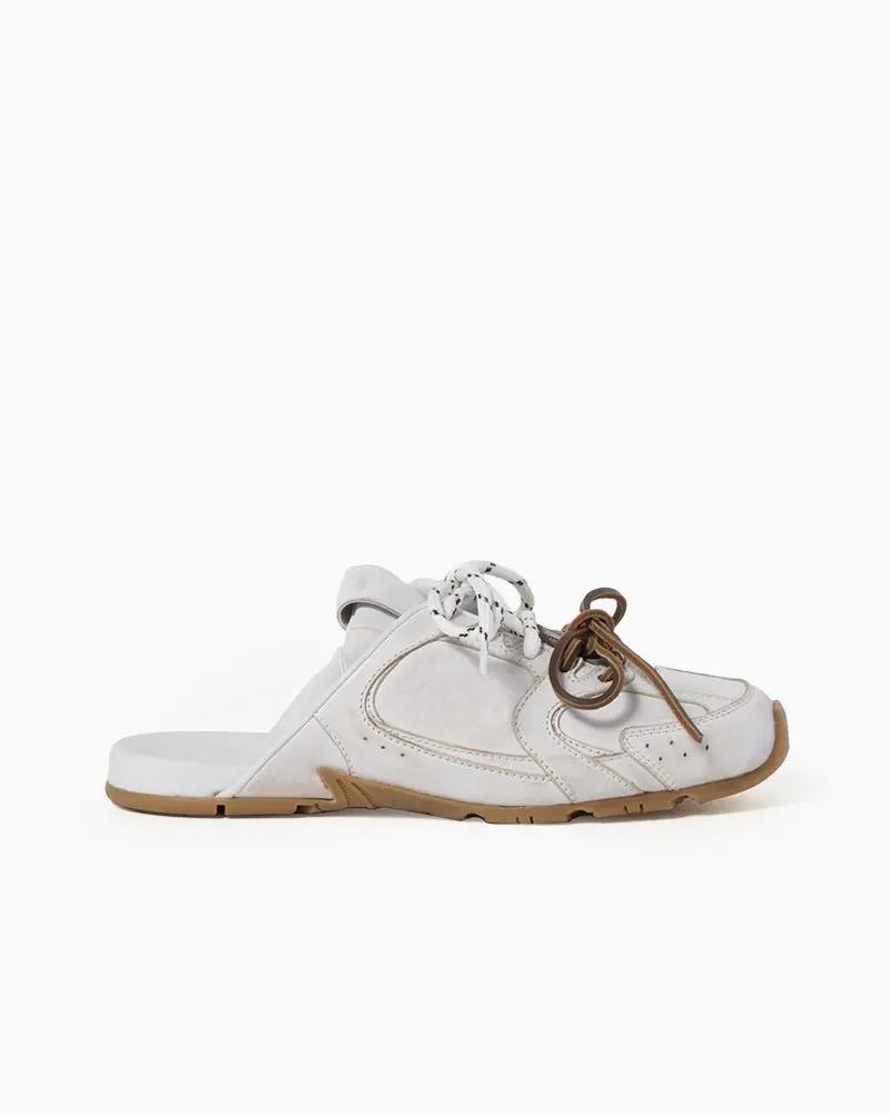 Leather Slip-On Dual-Tone Laces Mule Sneakers Tektoty