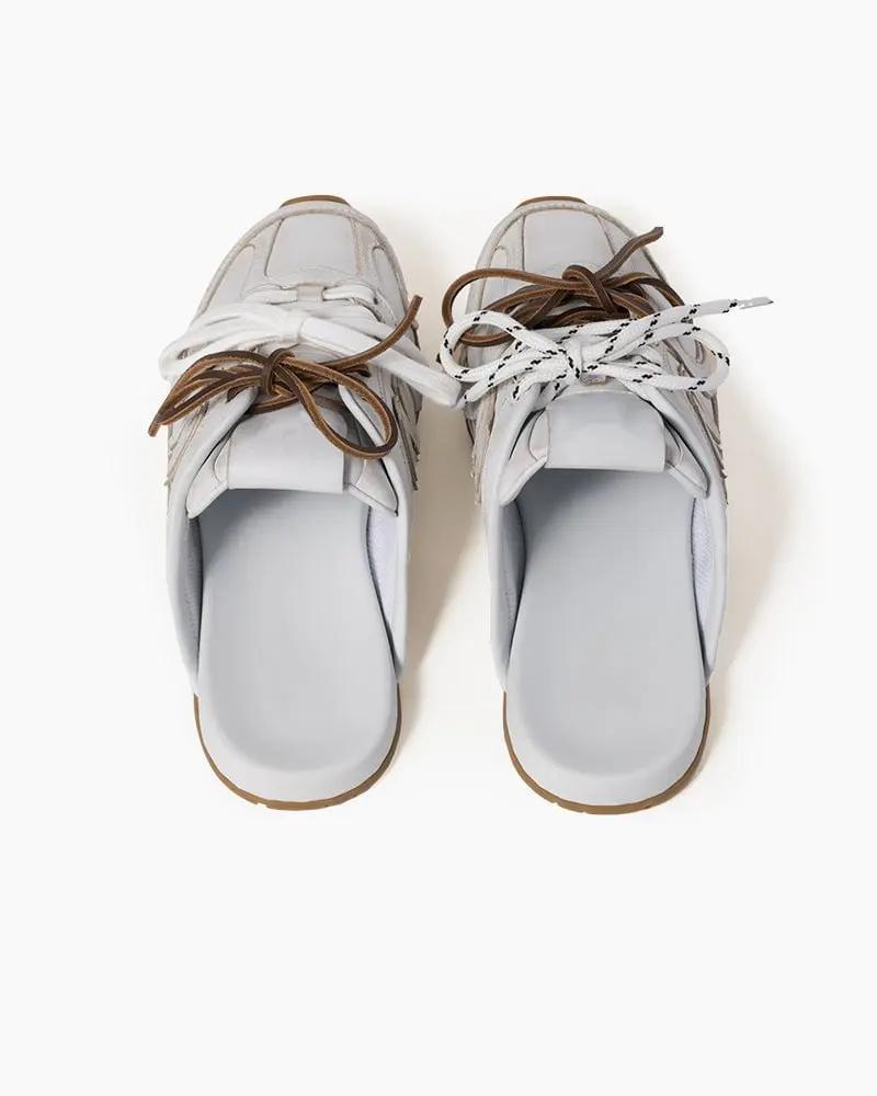 Leather Slip-On Dual-Tone Laces Mule Sneakers Tektoty