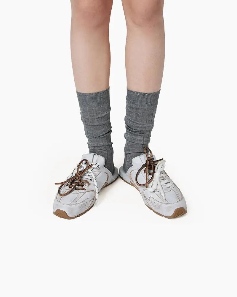 Leather Slip-On Dual-Tone Laces Mule Sneakers Tektoty