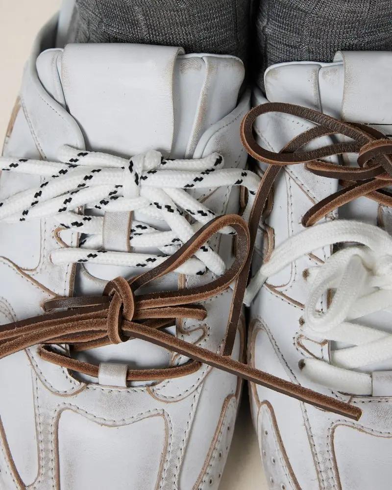 Leather Slip-On Dual-Tone Laces Mule Sneakers Tektoty