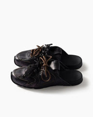 Leather Slip-On Dual-Tone Laces Mule Sneakers Tektoty