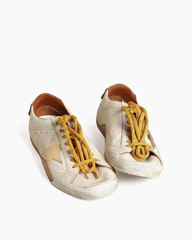 Gold Star White Nappa Leather Sneakers Tektoty