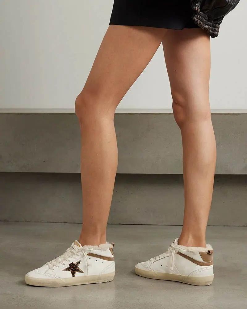 Women's Mid Star Leather Sneakers Tektoty