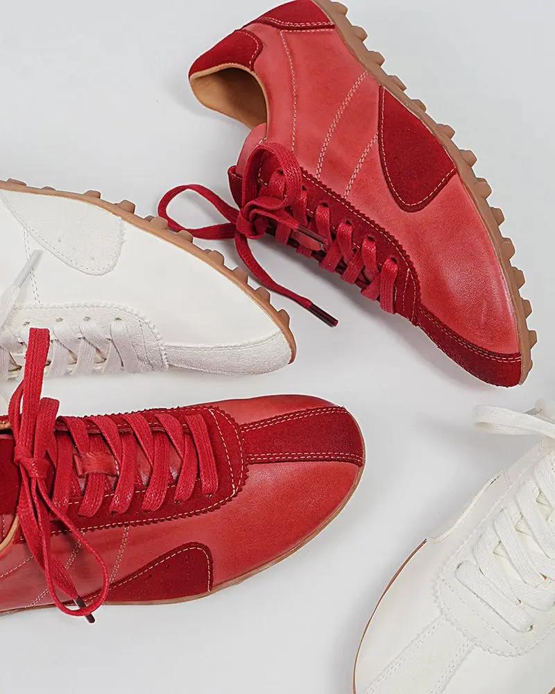 Retro Suede Nappa Leather Textured Sole Sneakers Tektoty