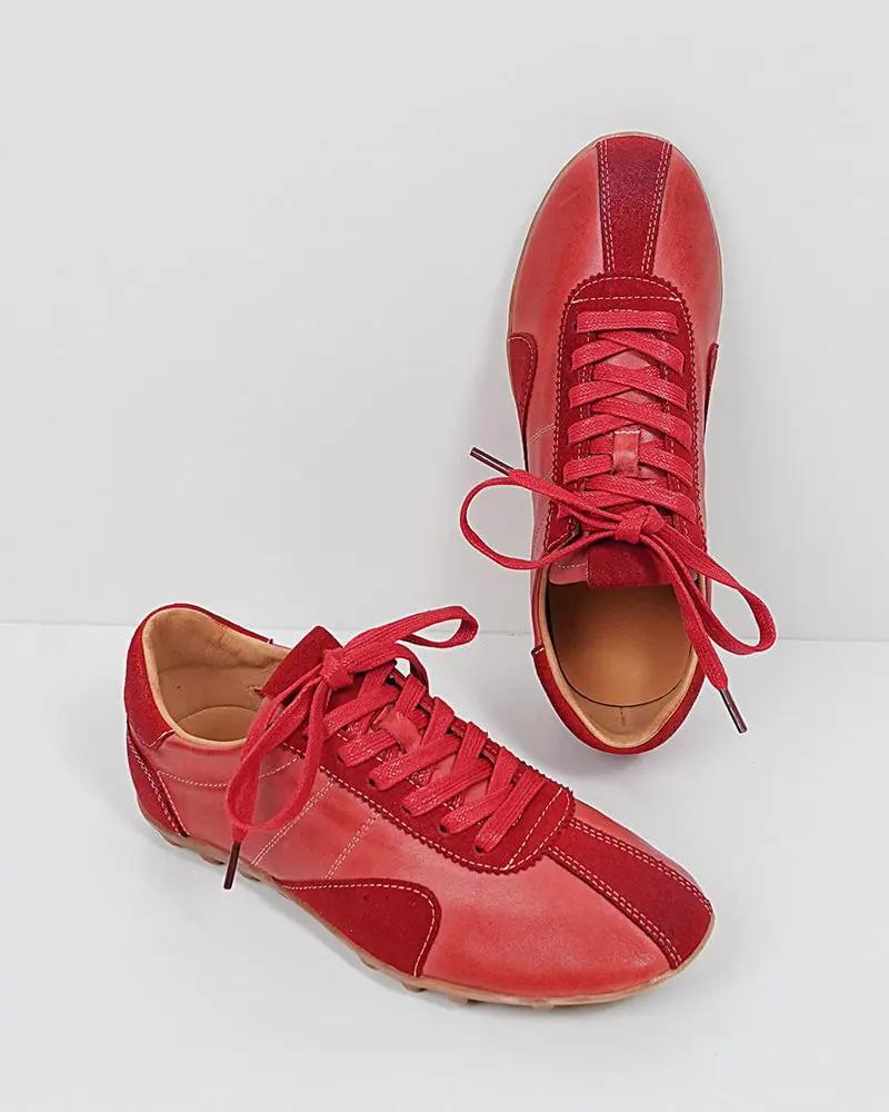 Retro Suede Nappa Leather Textured Sole Sneakers Tektoty