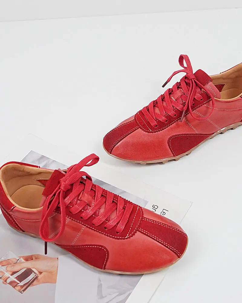 Retro Suede Nappa Leather Textured Sole Sneakers Tektoty