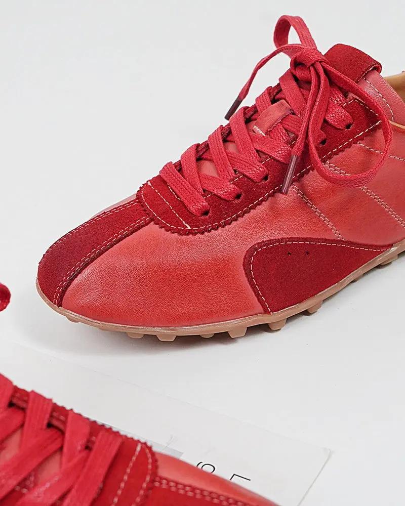 Retro Suede Nappa Leather Textured Sole Sneakers Tektoty