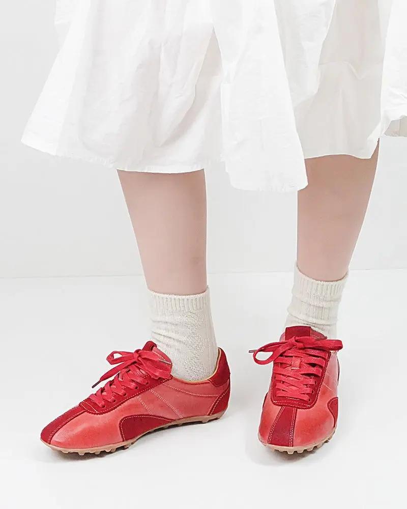 Retro Suede Nappa Leather Textured Sole Sneakers Tektoty