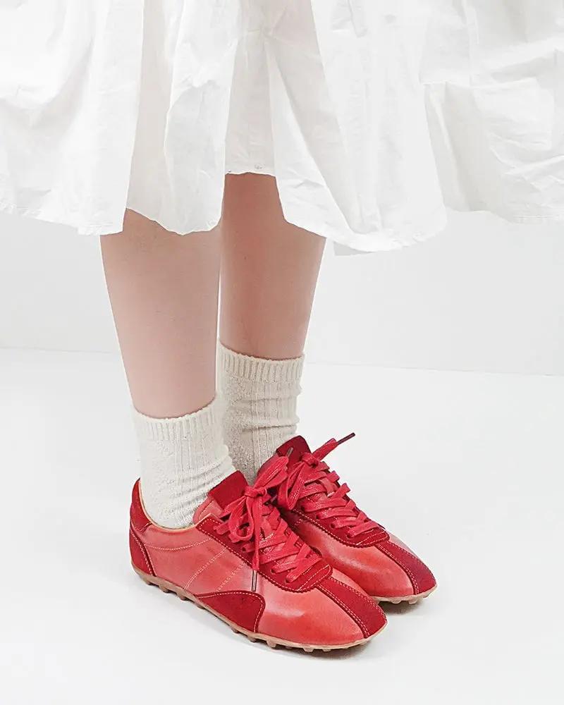 Retro Suede Nappa Leather Textured Sole Sneakers Tektoty