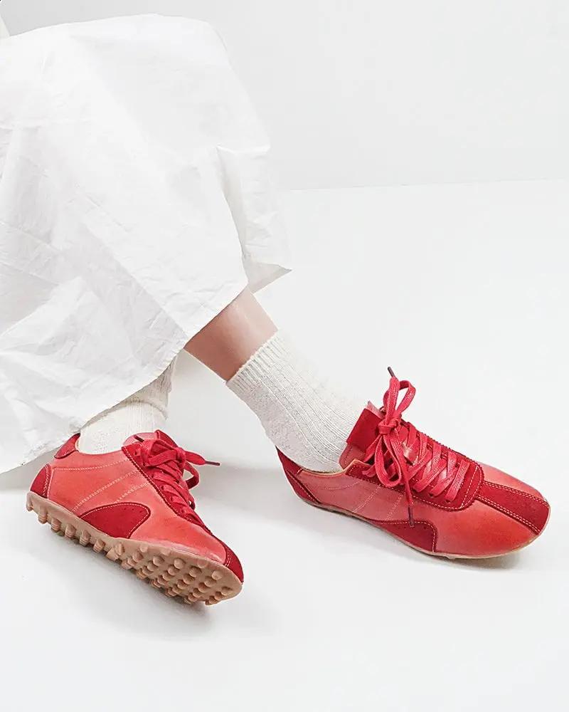 Retro Suede Nappa Leather Textured Sole Sneakers Tektoty