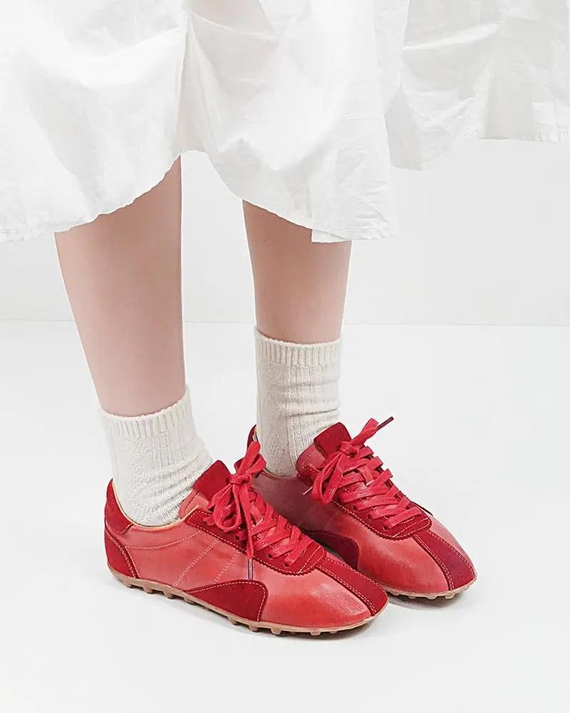 Retro Suede Nappa Leather Textured Sole Sneakers Tektoty