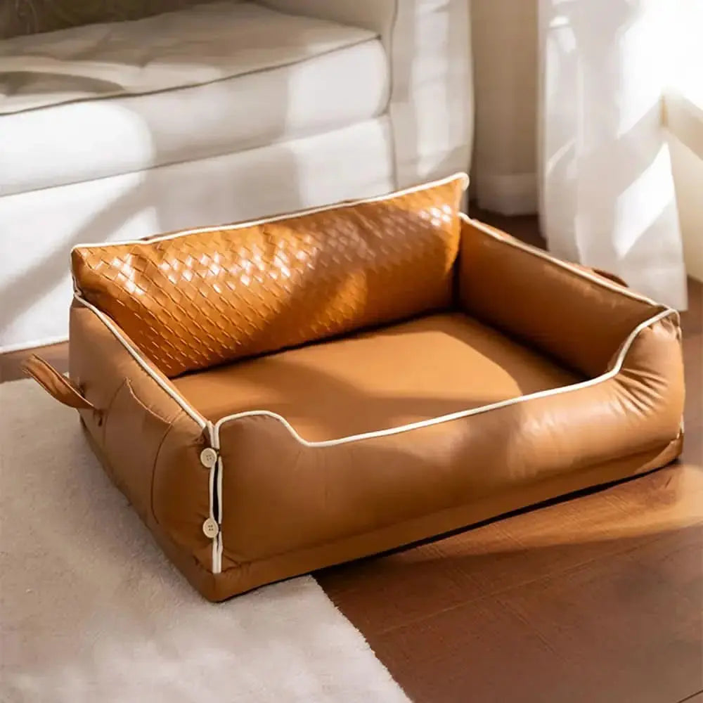 Faux Leather Waterproof Latex Protective Spine Dog Sofa Bed Tektoty