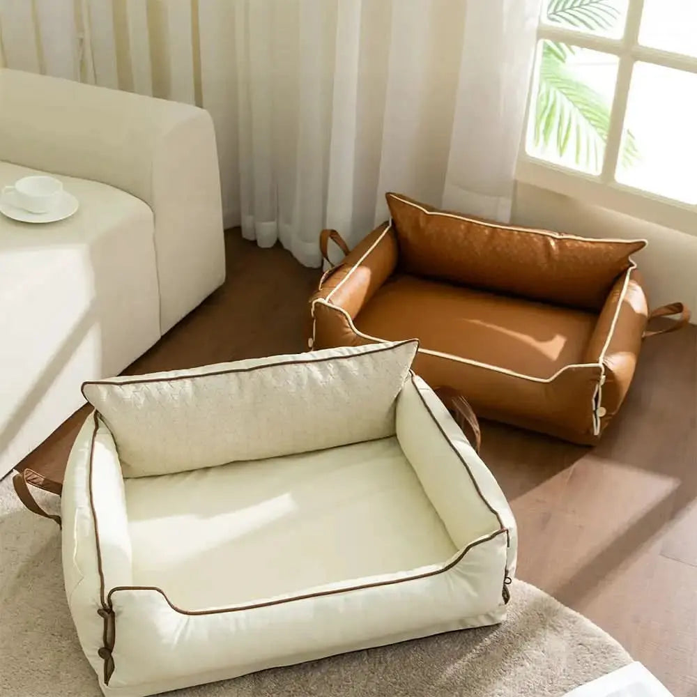 Faux Leather Waterproof Latex Protective Spine Dog Sofa Bed Tektoty