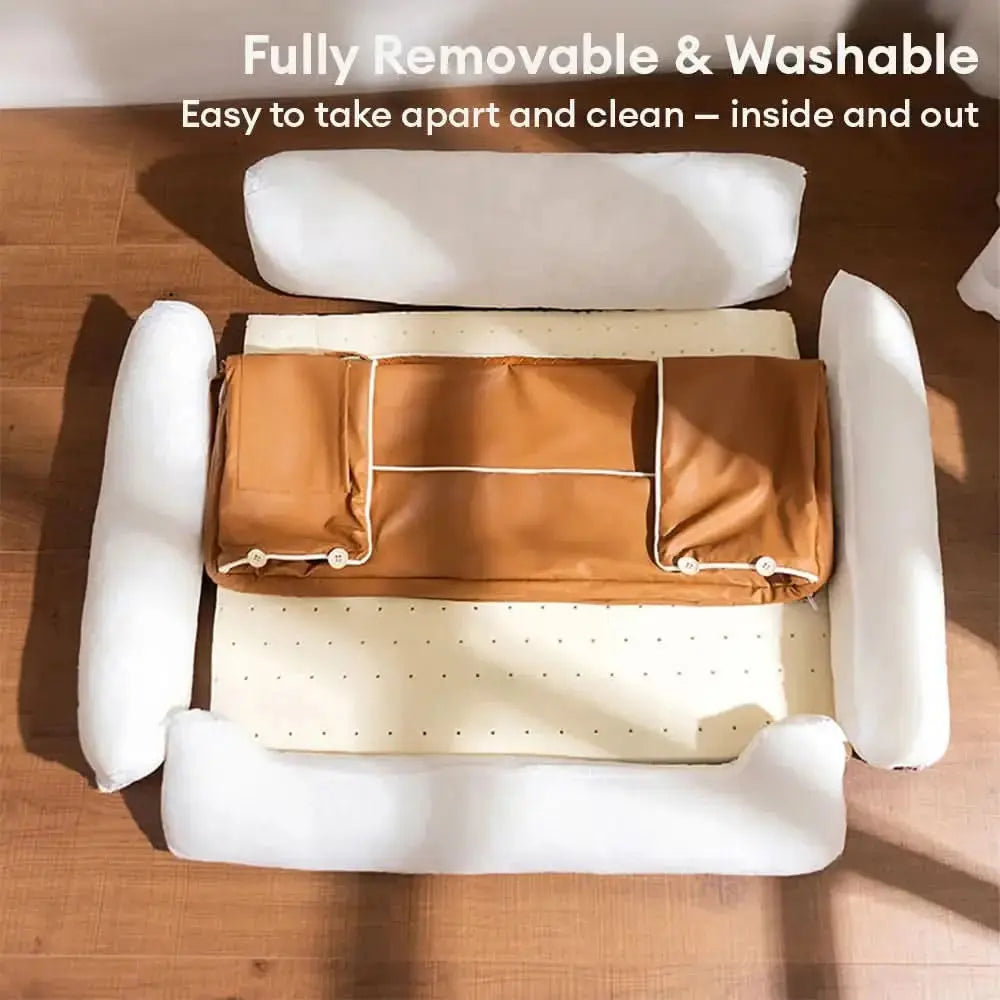 Faux Leather Waterproof Latex Protective Spine Dog Sofa Bed Tektoty