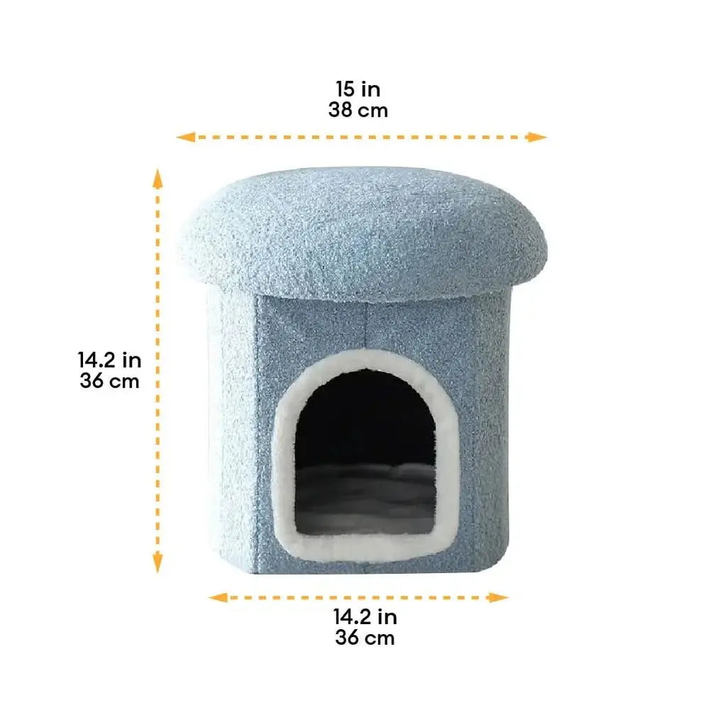 Portable Home Ottoman Pet House Foldable Condo Cat Cave FUNNYFUZZY