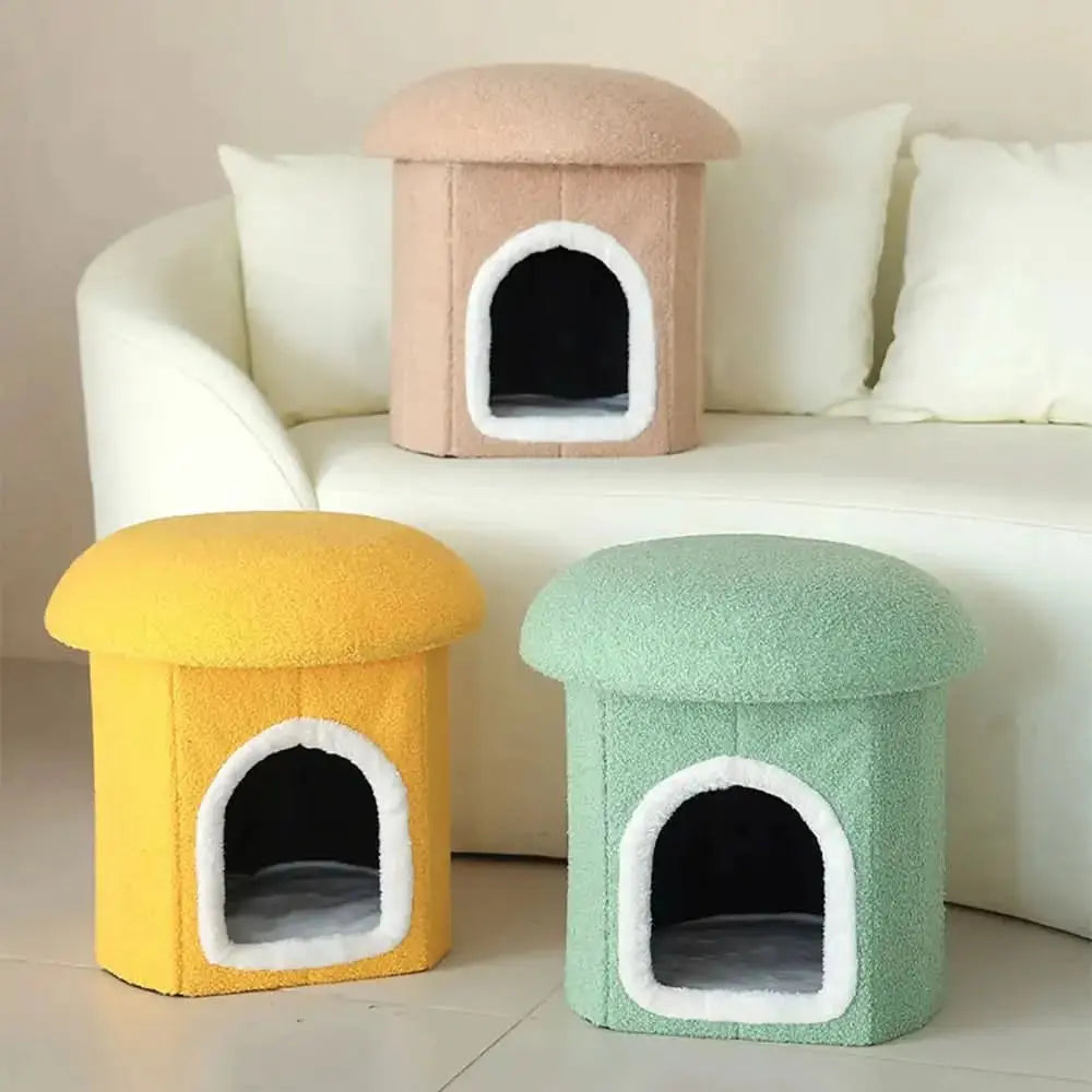 Portable Home Ottoman Pet House Foldable Condo Cat Cave FUNNYFUZZY