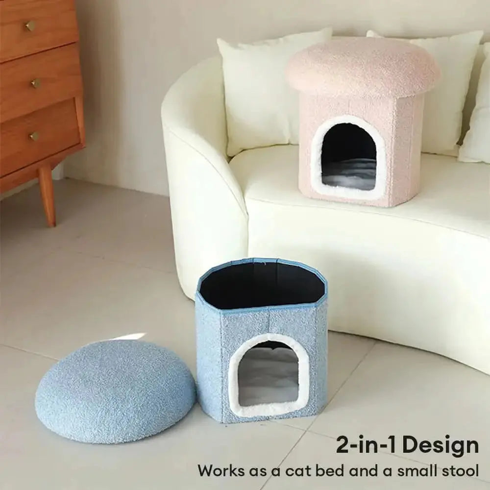 Portable Home Ottoman Pet House Foldable Condo Cat Cave FUNNYFUZZY