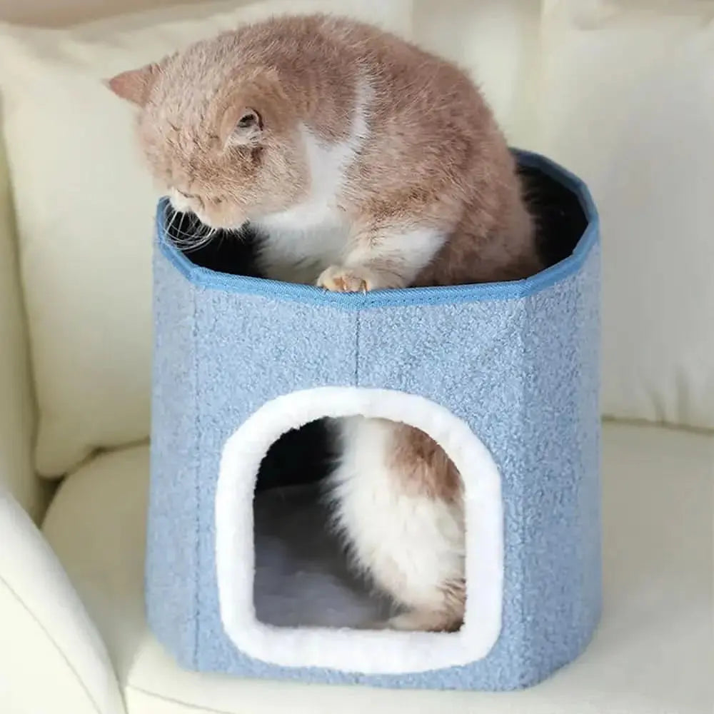 Portable Home Ottoman Pet House Foldable Condo Cat Cave FUNNYFUZZY