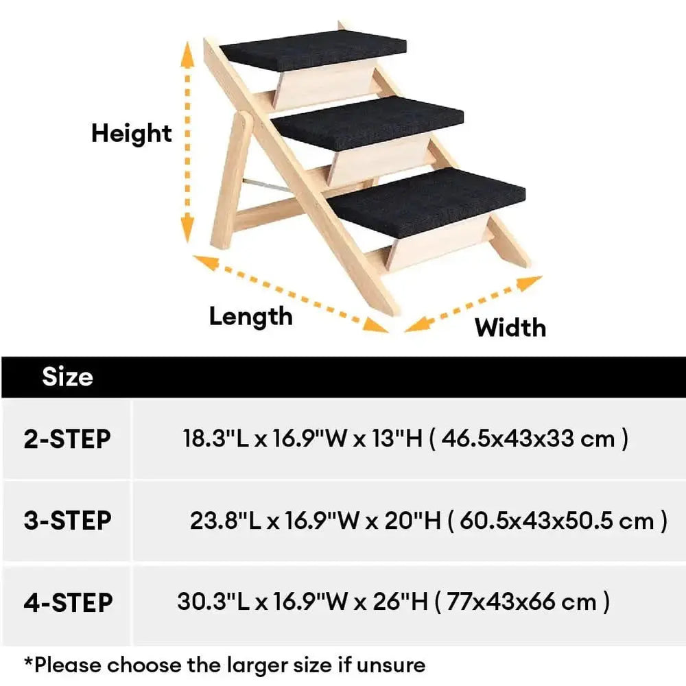 2-in-1 Foldable Wooden Dog Stairs & Ramp with Non-Slip Pad Tektoty