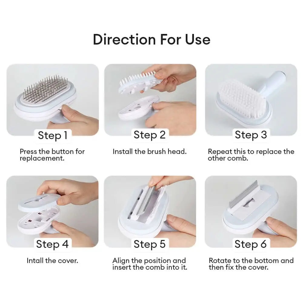 5 IN 1 Dogs & Cats Self-Cleaning Brush Pet Grooming Kit Tektoty