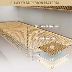 Anti-scratch Faux Sisal Stair Protectors Tape Free Washable Carpet Stair Treads
