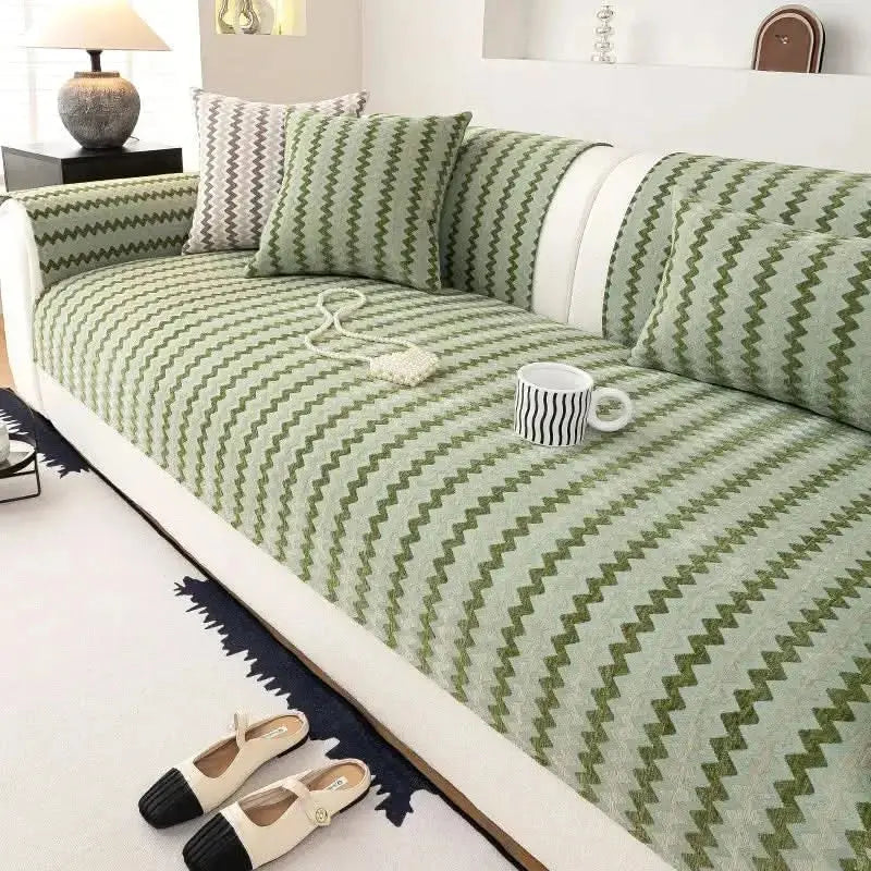Chenille Art Corrugated Breathable Non-slip Couch Cover Tektoty