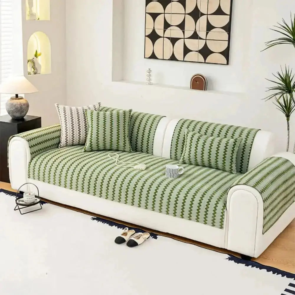 Chenille Art Corrugated Breathable Non-slip Couch Cover Tektoty