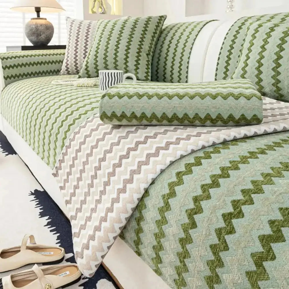 Chenille Art Corrugated Breathable Non-slip Couch Cover Tektoty