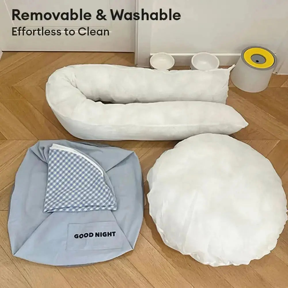 Goodnight Deep Sleep All-around Calming Dog Bed with Bear Toy Tektoty