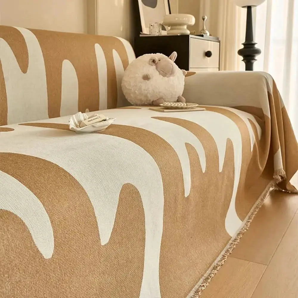 Ice Cream Wave Chenille All Seasons Universal Multifunctional Full Coverage Couch Cover Tektoty