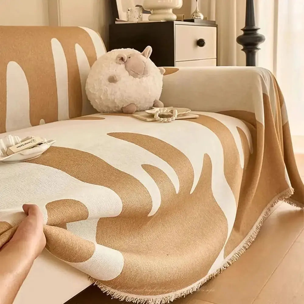 Ice Cream Wave Chenille All Seasons Universal Multifunctional Full Coverage Couch Cover Tektoty