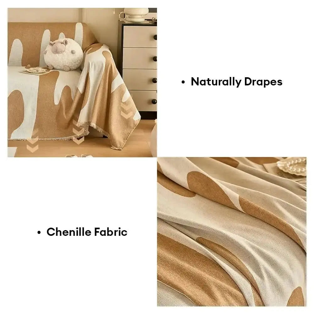 Ice Cream Wave Chenille All Seasons Universal Multifunctional Full Coverage Couch Cover Tektoty