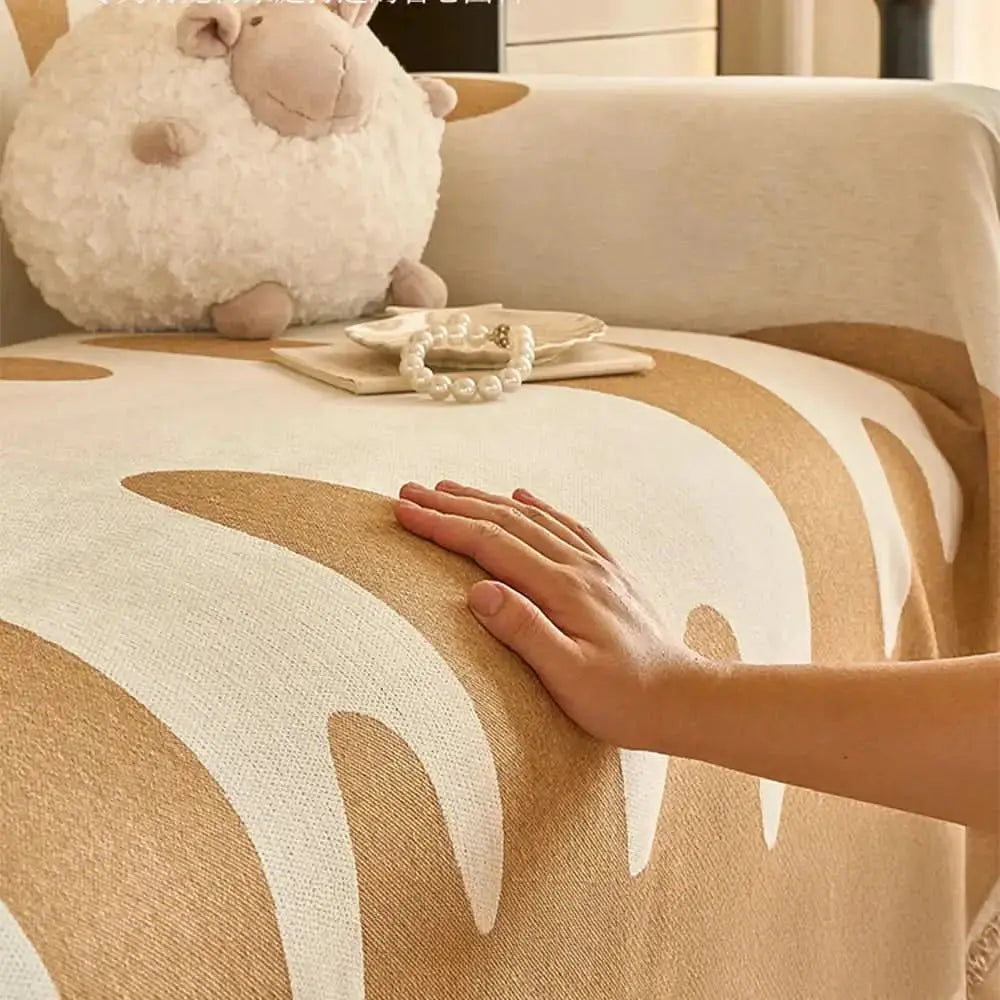 Ice Cream Wave Chenille All Seasons Universal Multifunctional Full Coverage Couch Cover Tektoty