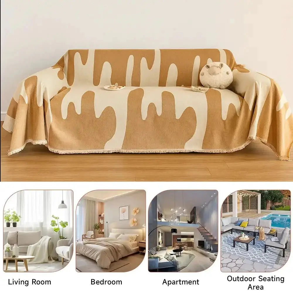 Ice Cream Wave Chenille All Seasons Universal Multifunctional Full Coverage Couch Cover Tektoty