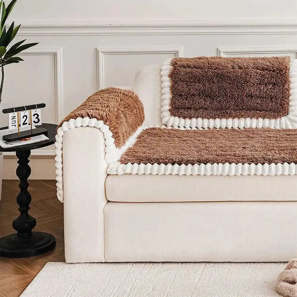 Luxury Fluffy Plush Thickened Comfortable Non-Slip Couch Cover Tektoty