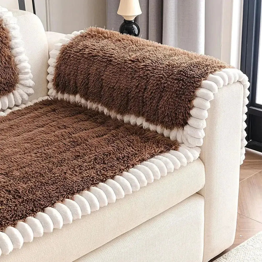 Luxury Fluffy Plush Thickened Comfortable Non-Slip Couch Cover Tektoty