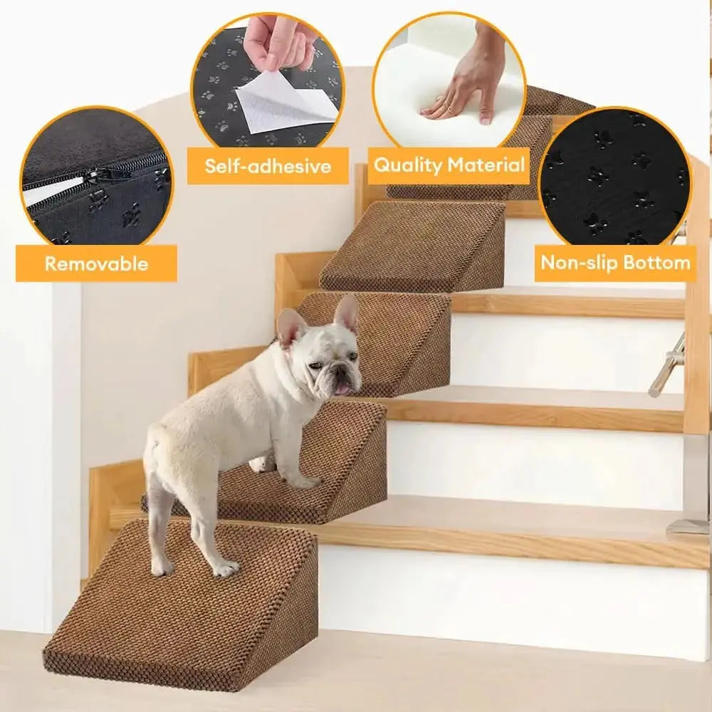 Modular Foam Dog Ramp Stairs for Staircase Stairs with Velcro Tektoty