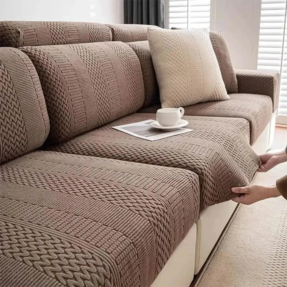 Polar Fleece Soft Antistatic Protection Sofa Stretch Full Wrap Couch Cover Tektoty