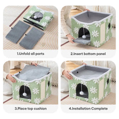 Soft Plush Foldable Dual-Level Cat House with Scratch Board