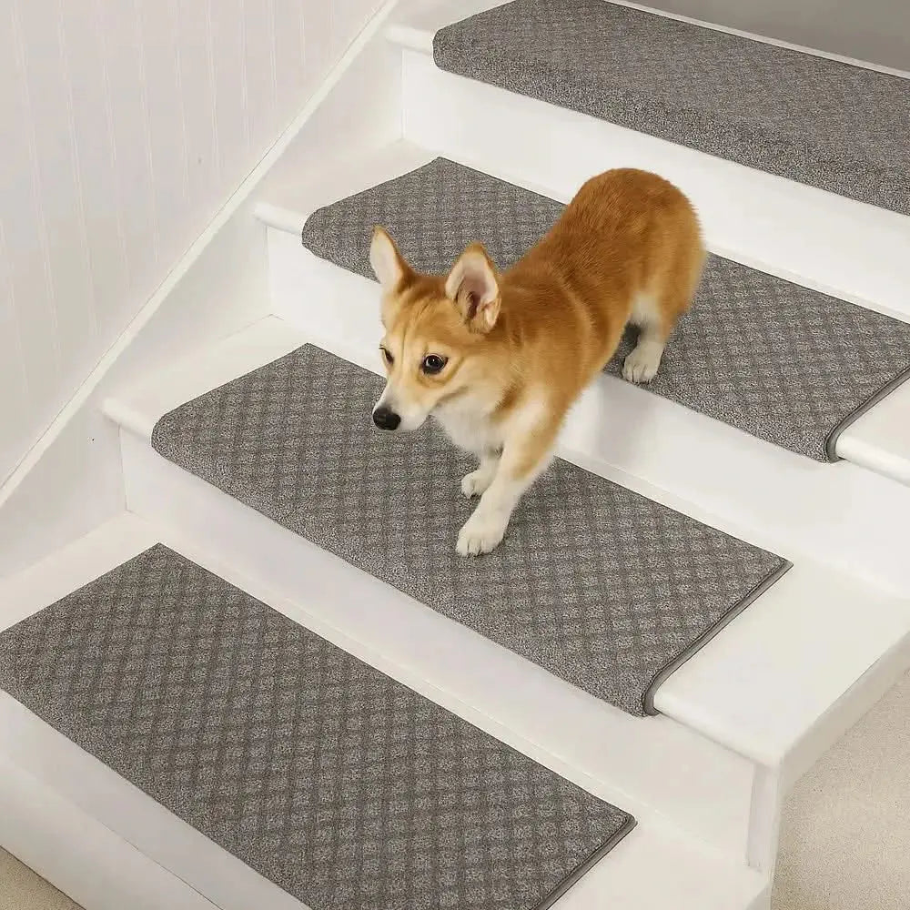Soft Plush Indoor Stair Protectors Pet Friendly Tape Free Carpet Stair Treads Tektoty