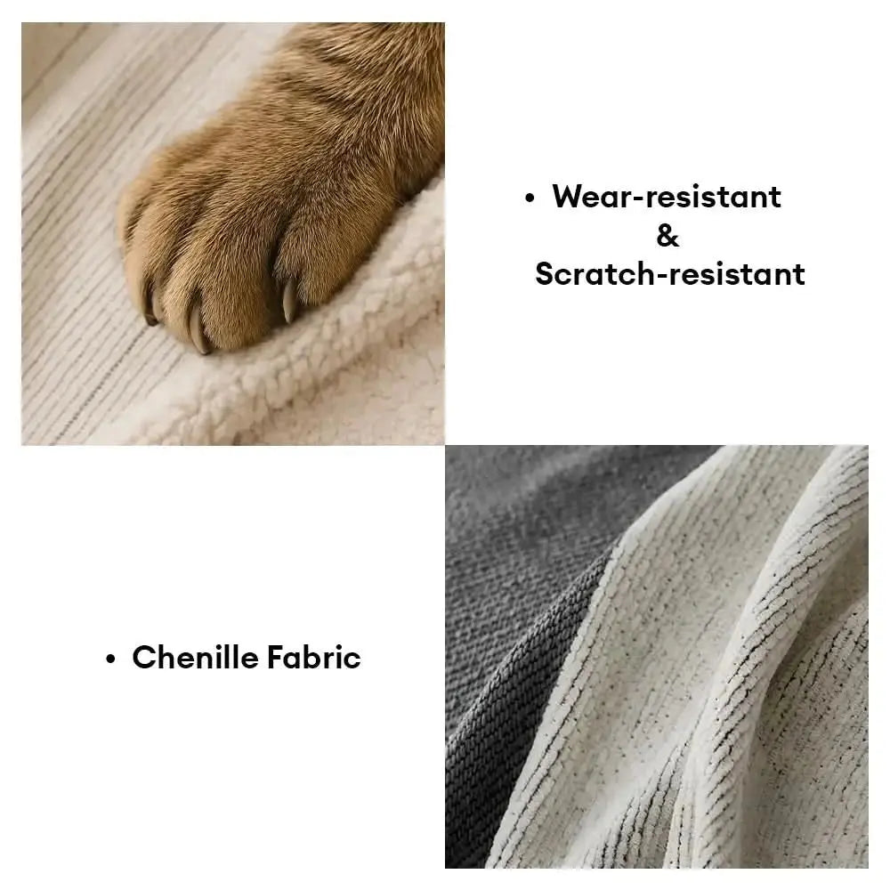 Stripe Art Scratch Resistant Chenille Multifunctional Sofa Protector Couch Cover Tektoty