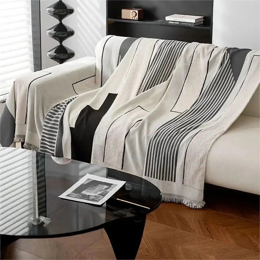 Stripe Art Scratch Resistant Chenille Multifunctional Sofa Protector Couch Cover Tektoty