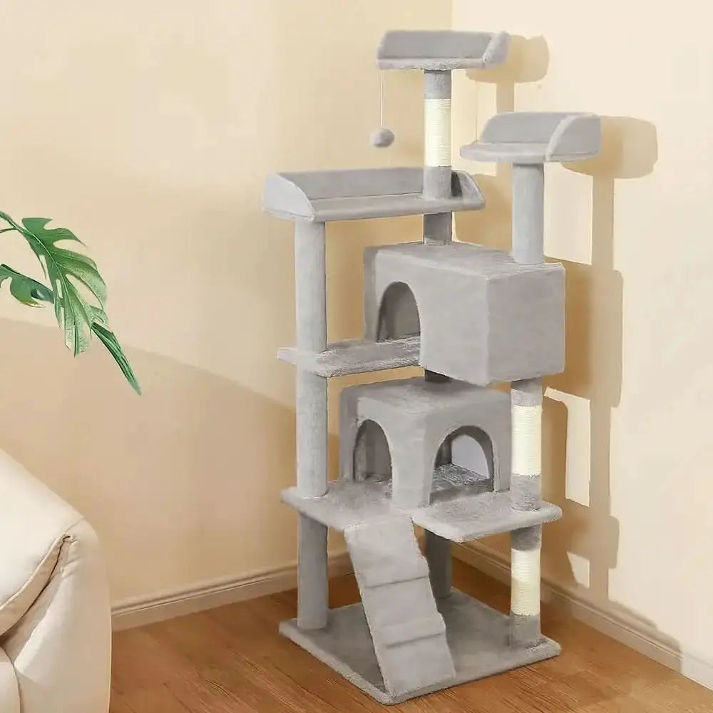 Sturdy Plush Multi-Level Cat Tree Tower with Cozy Condos & Scratching Posts Tektoty